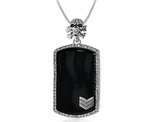 David Sigal Skull Dog Tag with Synthetic Crystal in Stainless Steel
